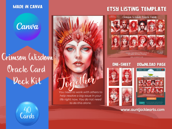 Download Red Wisdom Oracle Cards Canva Template - Premium Resources