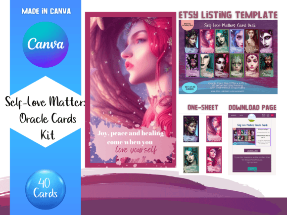 Download Self-Love Oracle Cards Canva Templates - Premium Resources
